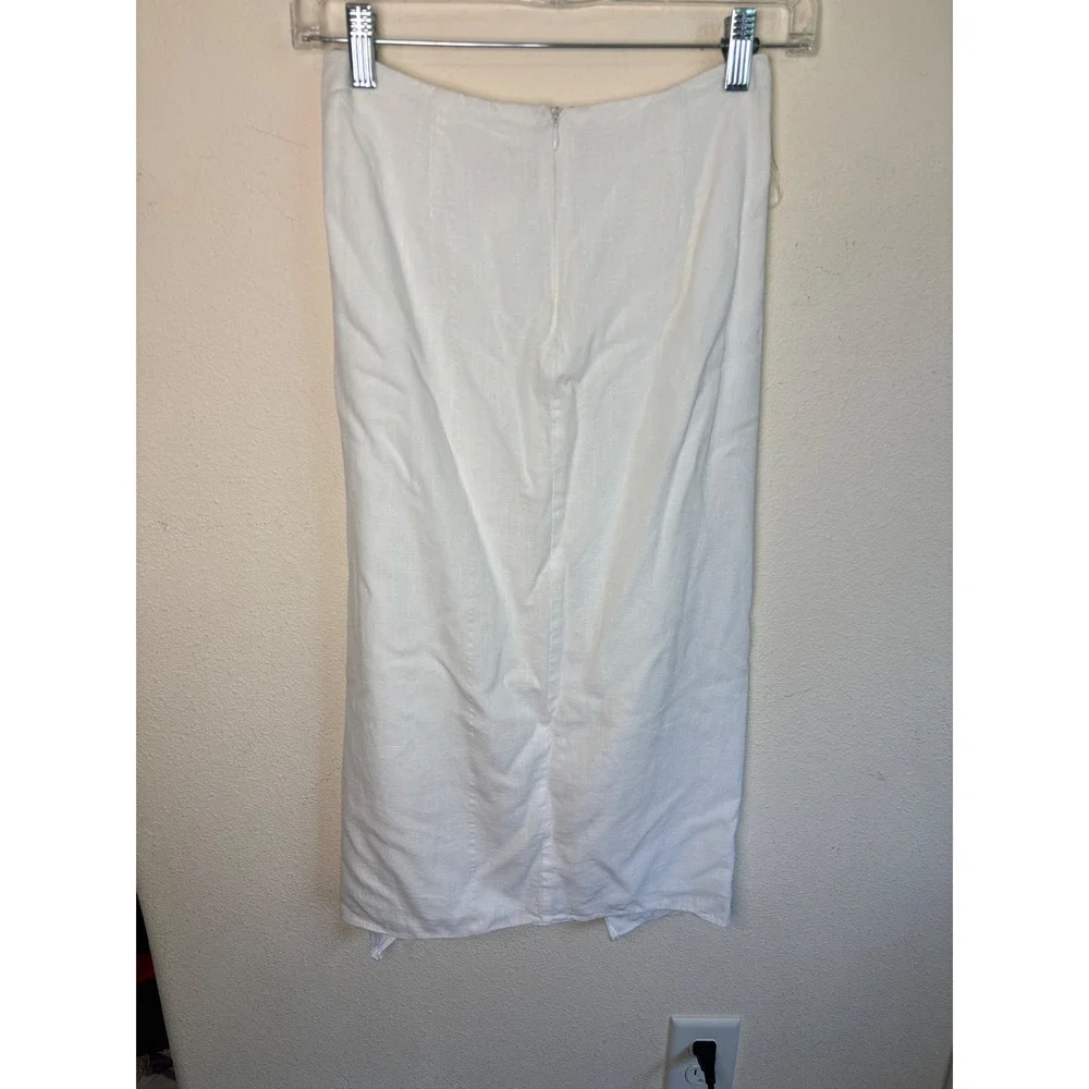 La Lavon Skirt Womens S White Cotton Linen Draped Tulip Hem Midi Coastal